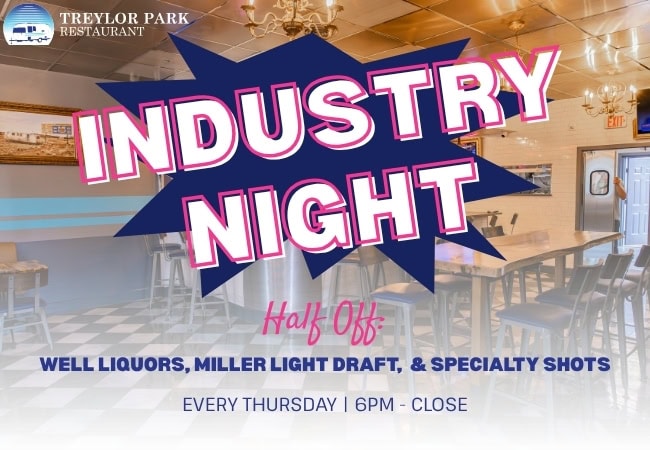 industry night st augustine. Half off well liquors, miller light draft, and specialty shots from 6 pm - close on Thursday.