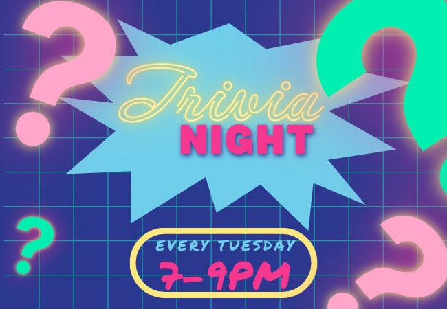 trivia night at pizza party tuesdays 7-9pm