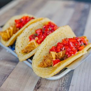 Image of menu item - Chicken & Pancake Tacos staged on table at Treylor Park restaurant