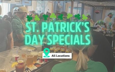bar with st patricks day specials at all locations overlaid